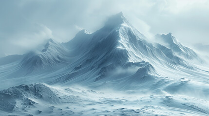 breathtaking snow-covered mountain peak in frosty colors - obrazy, fototapety, plakaty