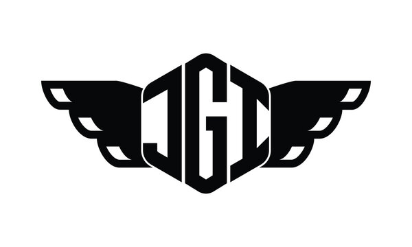 JGI polygon wings logo design vector template.