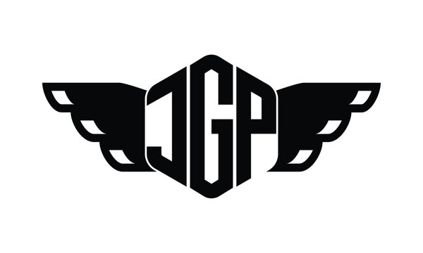 JGP polygon wings logo design vector template.