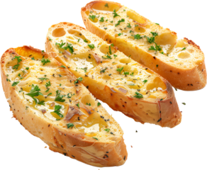 Golden Delight: A 3D Render of Delicious Garlic Bread