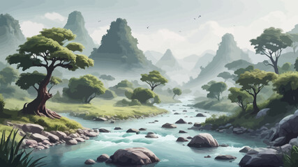 Landscape Cartoon Forest Design Very Cool