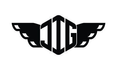 JIG polygon wings logo design vector template.