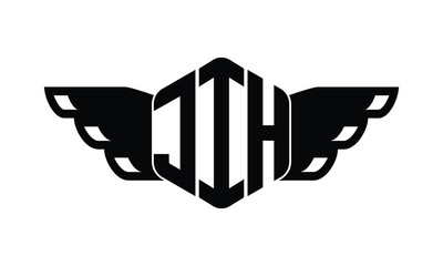JIH polygon wings logo design vector template.