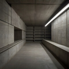 Obraz premium small underground warehouse with shelves reinforced wall