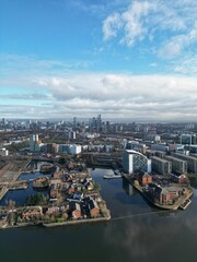Fototapeta premium Modern city with many buildings near a body of water