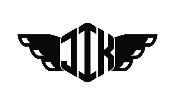 JIK polygon wings logo design vector template.