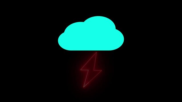 Weather Report Clouds Lightning pictogram sign motion background.