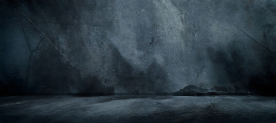 Scary dark walls, slightly light black concrete cement texture for background. Generative AI.