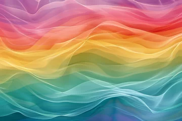 Fotobehang パステルカラーの抽象的な水彩サイン波 © Maki_Illust