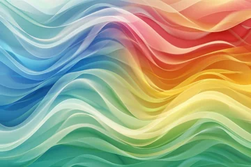 Deurstickers パステルカラーの抽象的な水彩サイン波 © Maki_Illust