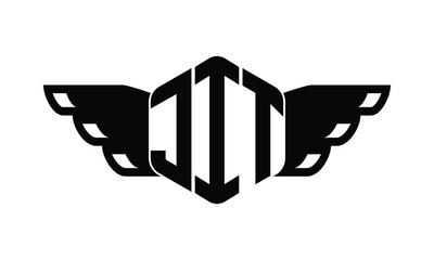 JIT polygon wings logo design vector template.