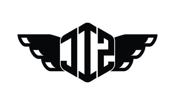 JIZ polygon wings logo design vector template.