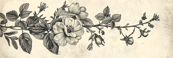 Vintage botanical print, featuring various plants and flowers . AI generative. - 770674313