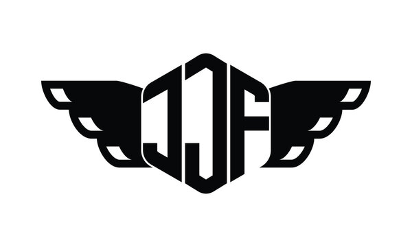 JJF polygon wings logo design vector template.