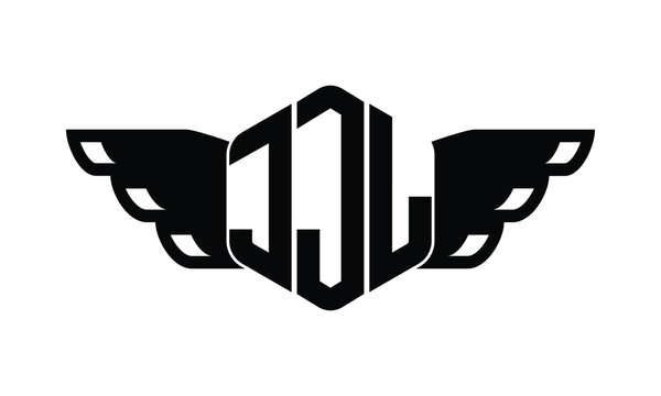 JJL polygon wings logo design vector template.