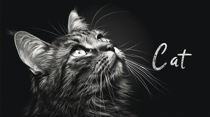 Illustration of a cat portrait with the text 'Cat'