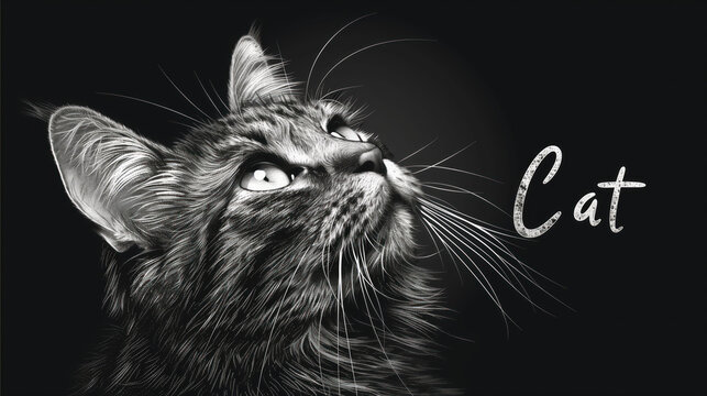 Illustration of a cat portrait with the text 'Cat'