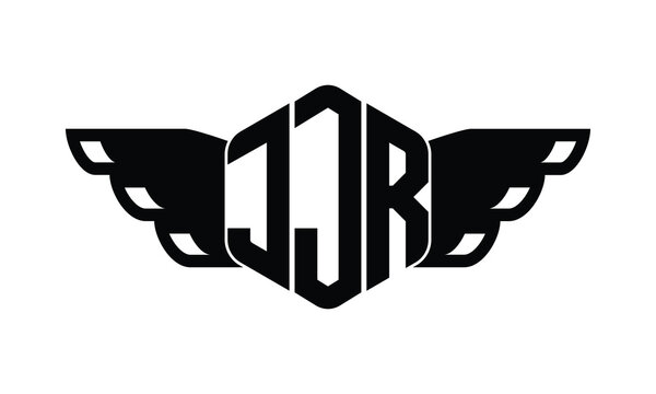 JJR polygon wings logo design vector template.