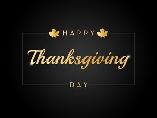 thanksgiving day greeting with golden text on black background illustration stock illustration