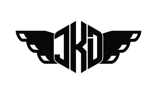 JKD polygon wings logo design vector template.