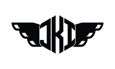 JKI polygon wings logo design vector template.