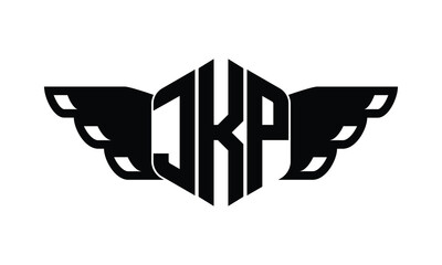 JKP polygon wings logo design vector template.