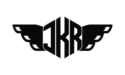 JKR polygon wings logo design vector template.