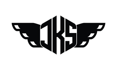 JKS polygon wings logo design vector template.