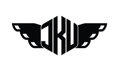 JKU polygon wings logo design vector template.