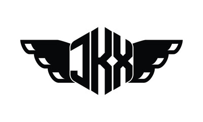 JKX polygon wings logo design vector template.