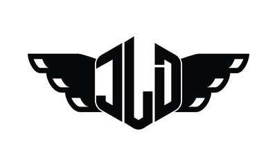 JLD polygon wings logo design vector template.