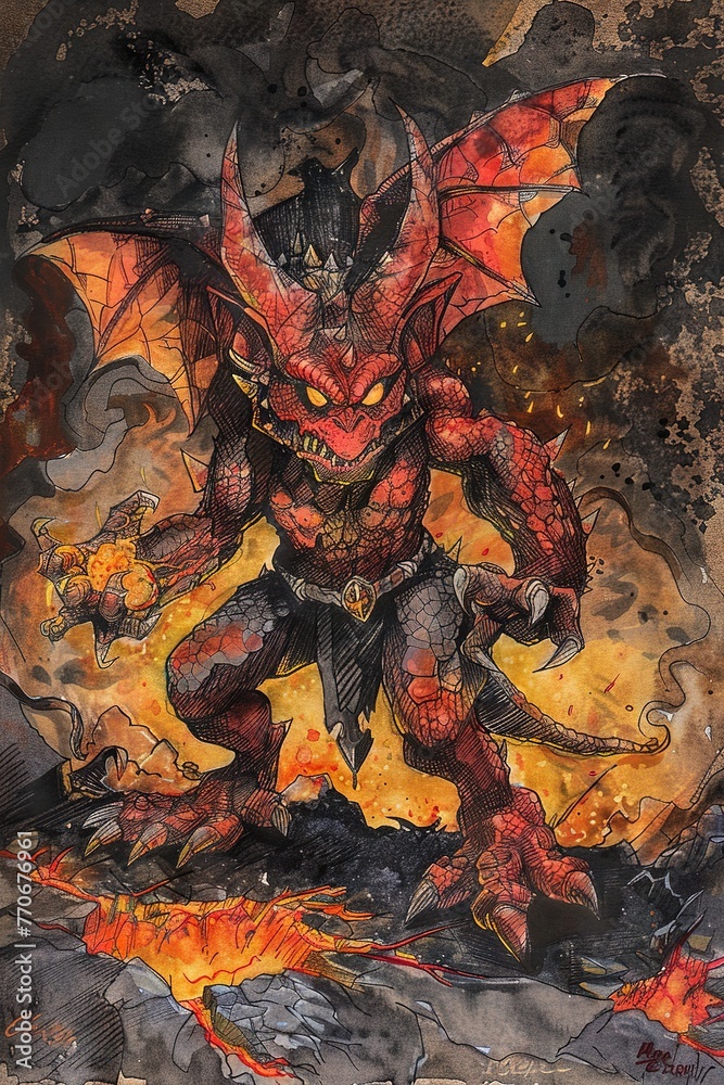 Wall mural fantasy rpg fire demon illustration - Wall murals