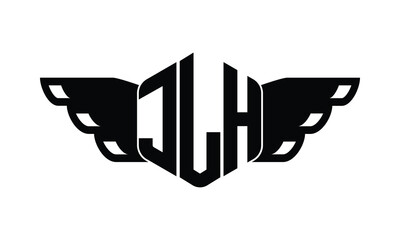 JLH polygon wings logo design vector template.