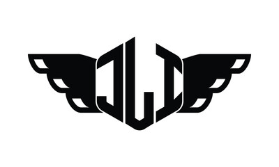 JLI polygon wings logo design vector template.