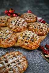 A vertical shot of Apple crumble cookies with Christmas decoration