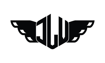 JLV polygon wings logo design vector template.