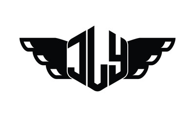 JLY polygon wings logo design vector template.