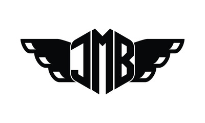 JMB polygon wings logo design vector template.