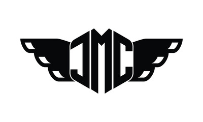 JMC polygon wings logo design vector template.