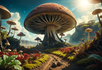 Huge mushroom growing on a strange exoplanet - 770678302