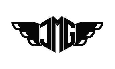 JMG polygon wings logo design vector template.