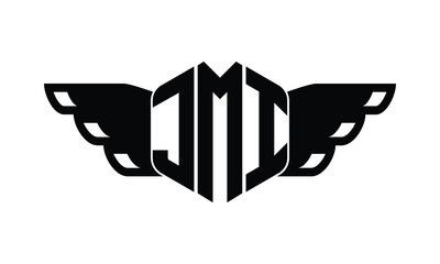 JMI polygon wings logo design vector template.