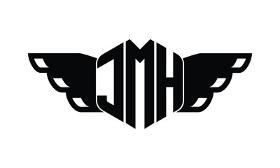 JMH polygon wings logo design vector template.