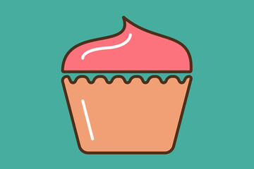 Petit four illustration. Color background. Sweet food cake icon symbol.