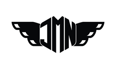 JMN polygon wings logo design vector template.