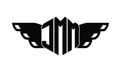 JMM polygon wings logo design vector template.
