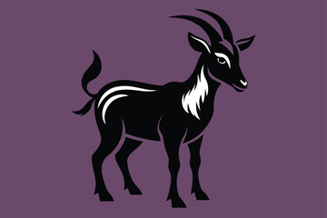 Obraz na płótnie Canvas silhouette-image-black-and-white-goat-vector-illust.eps
