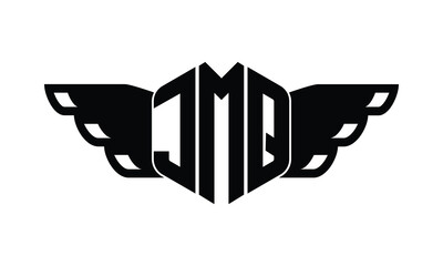 JMQ polygon wings logo design vector template.
