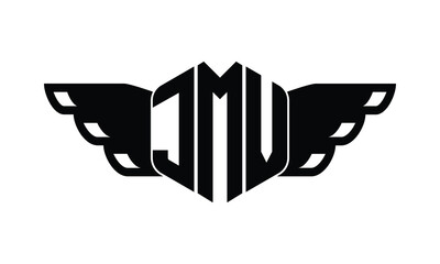 JMV polygon wings logo design vector template.