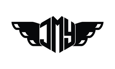 JMY polygon wings logo design vector template.